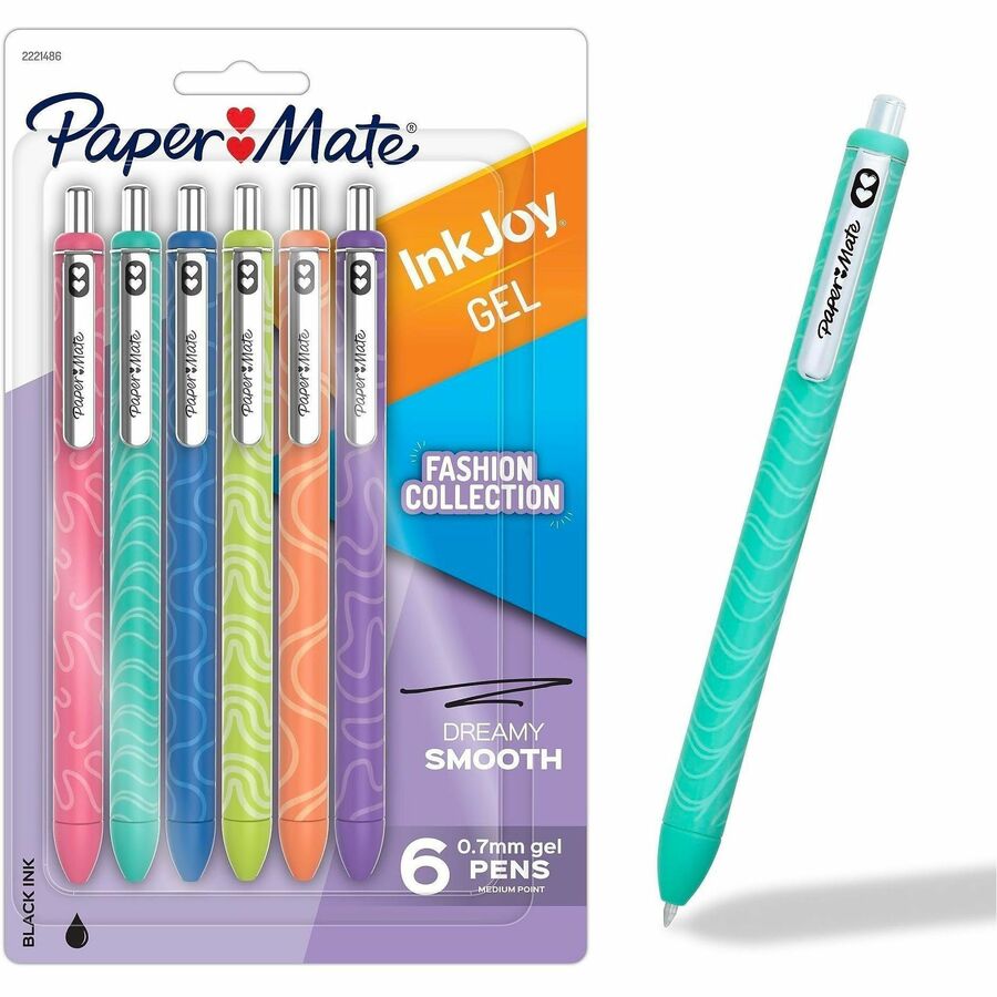 Paper Mate Gel Pen - Retractable - Assorted Ink - Gel-based - 6 / Pack