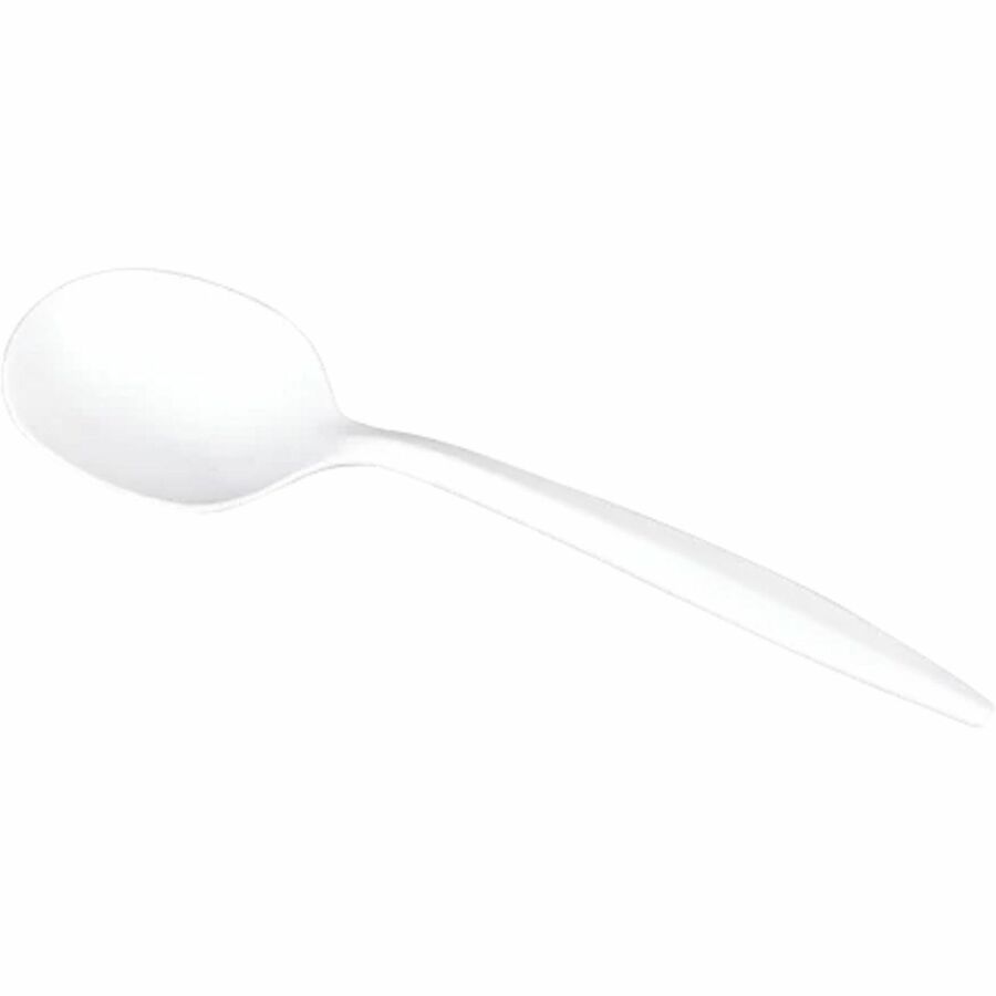 Karat Soup Spoon Med-weight/White - Soup Spoon - Soup Spoon - Restaurant, Cafeteria - Polypropylene Plastic - White - 100/Box - 10 / Carton