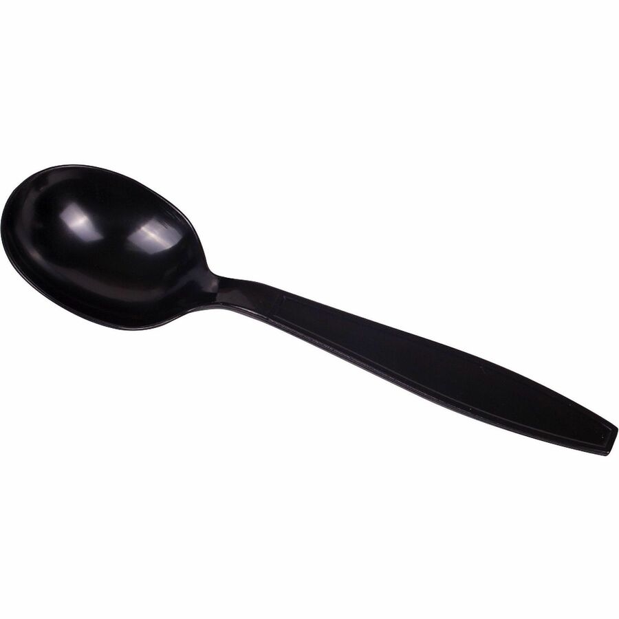 Karat Soup Spoon, Extra Heavy-Weight/BK - Soup Spoon - Soup Spoon - Restaurant, Cafeteria - Polystyrene, Plastic - Black - 100/Box - 10 / Carton