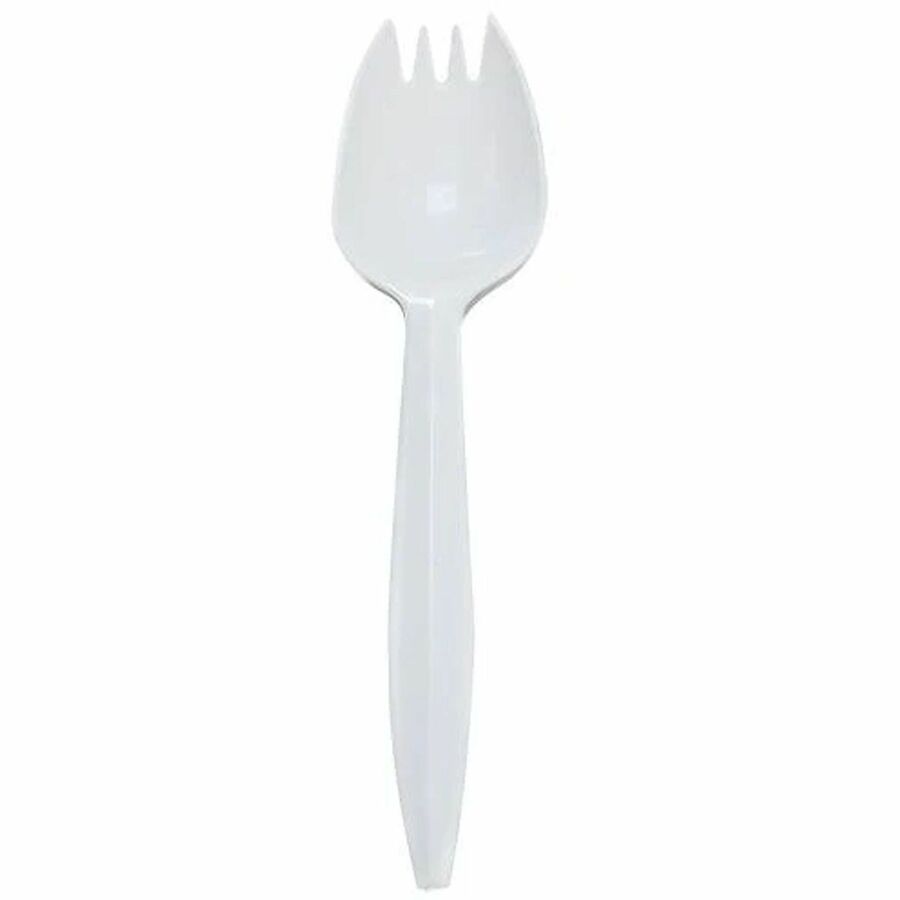 Karat Spork Med-weight/White - Spork - Spork - Restaurant, Cafeteria - Polypropylene Plastic - White - 100/Box - 10 / Carton