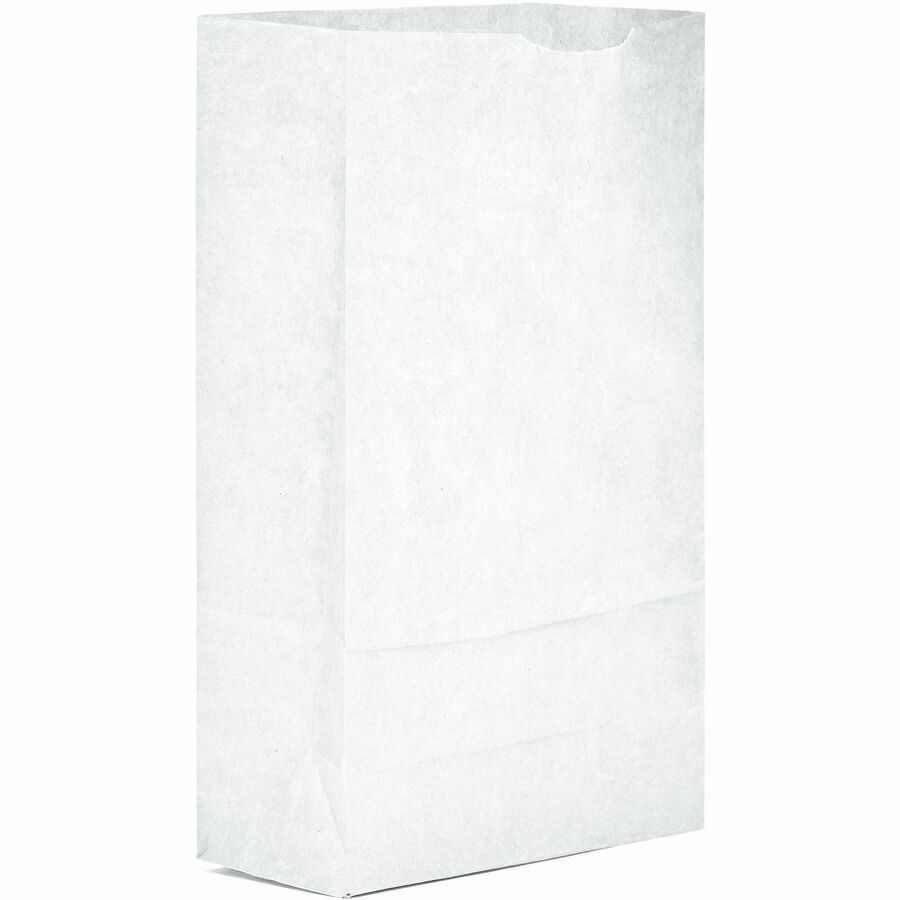 AJM #6 White Paper Grocery Bags - #6 - Bleached Kraft - Paper - Grocery, Supplies - Recycled - 500 / Carton