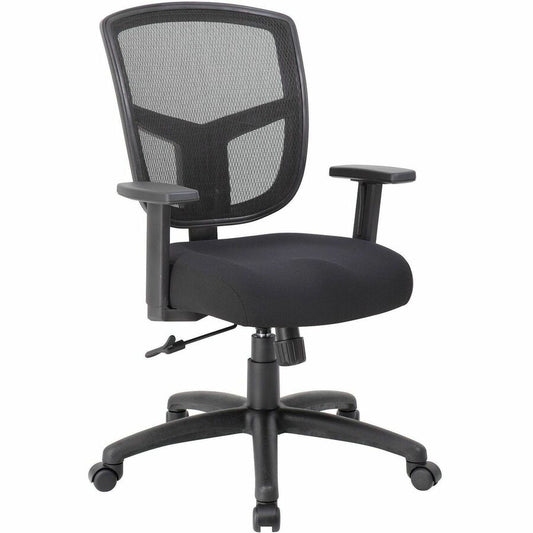 Boss Mesh Task Chair - High Density Foam (HDF) Seat Material - Mesh Back Material - 5-star Base - Black - Mesh, Fabric - Armrest - 1 Each