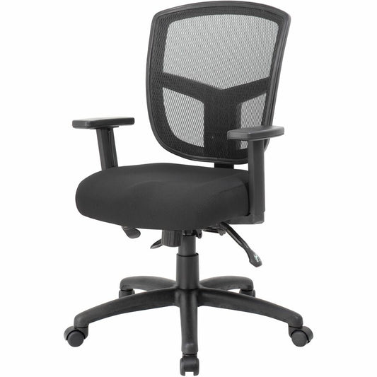 Boss Contract Mesh Task Chair - High Density Foam (HDF) Seat Material - Mesh Back Material - 5-star Base - Black - Mesh, Fabric - Armrest - 1 Each
