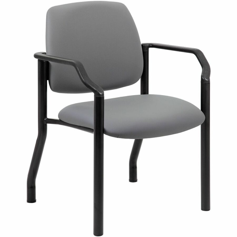 Boss Mid-back Guest Chair - Mid Back - Gray - Vinyl - 1 Each