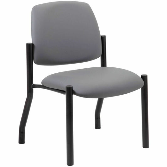 Boss Mid-back Guest Chair - Mid Back - Gray - Vinyl - 1 Each