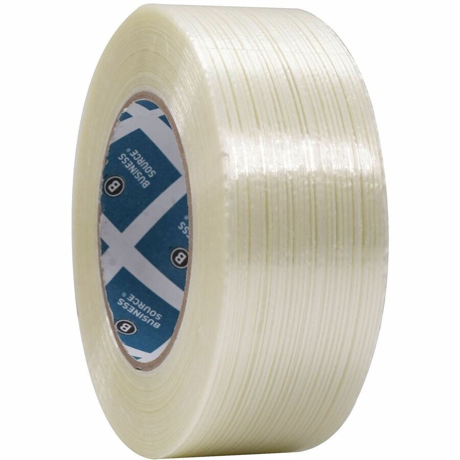 Business Source Filament Tape - 60 yd Length x 2" Width - 3" Core - White - Film (Fiberglass Reinforced) Backing - 1 Roll