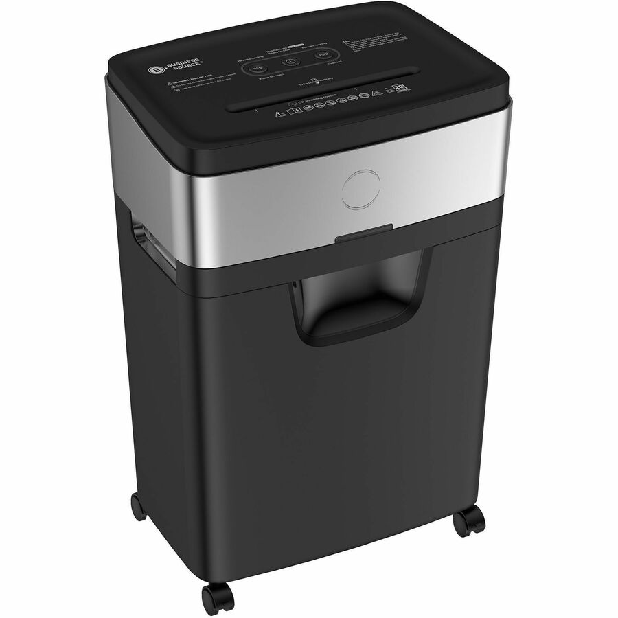 Business Source 6.6-Gallon Bin Cross-Cut Shredder - Cross Cut - 20 Per Pass - for shredding Paper, Staples, Credit Card - P-4 - 6.60 gal Wastebin Capacity - Black