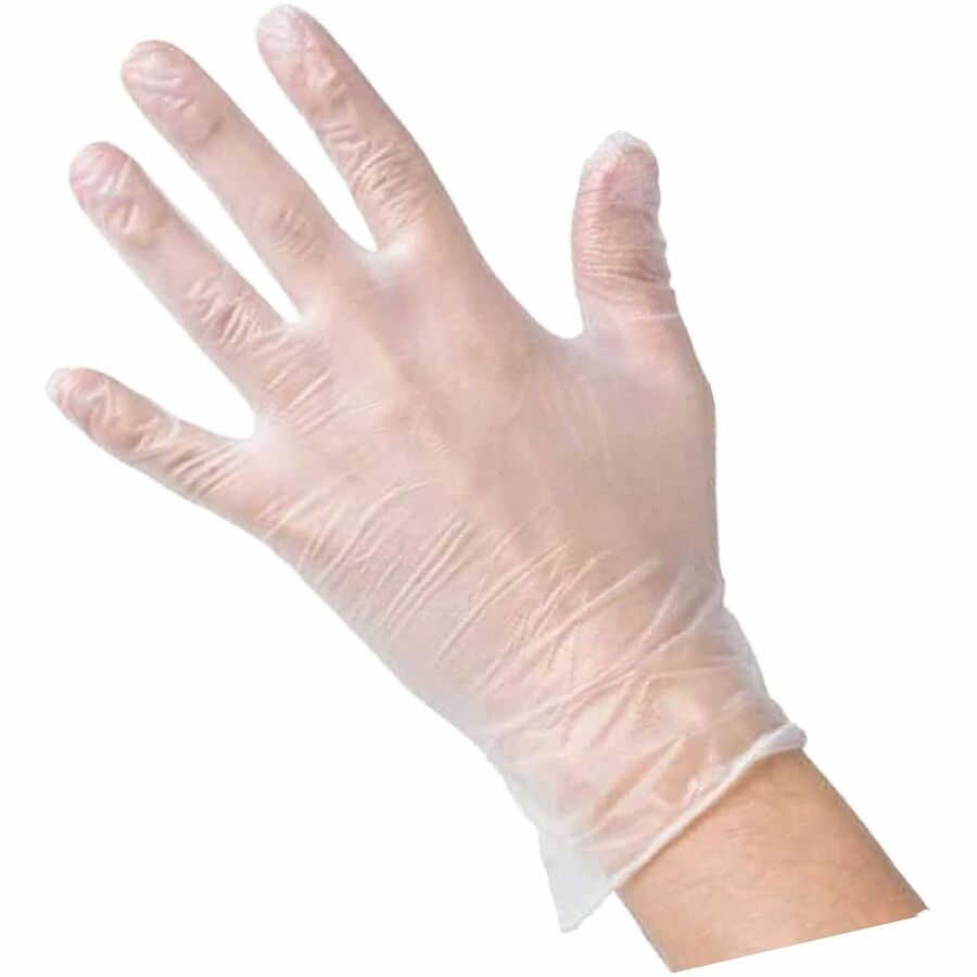 Genuine Joe Powder-Free Vinyl Work Gloves - 3 mil Thickness - Medium Size - Vinyl - Clear - Powder-free - 10 / Carton