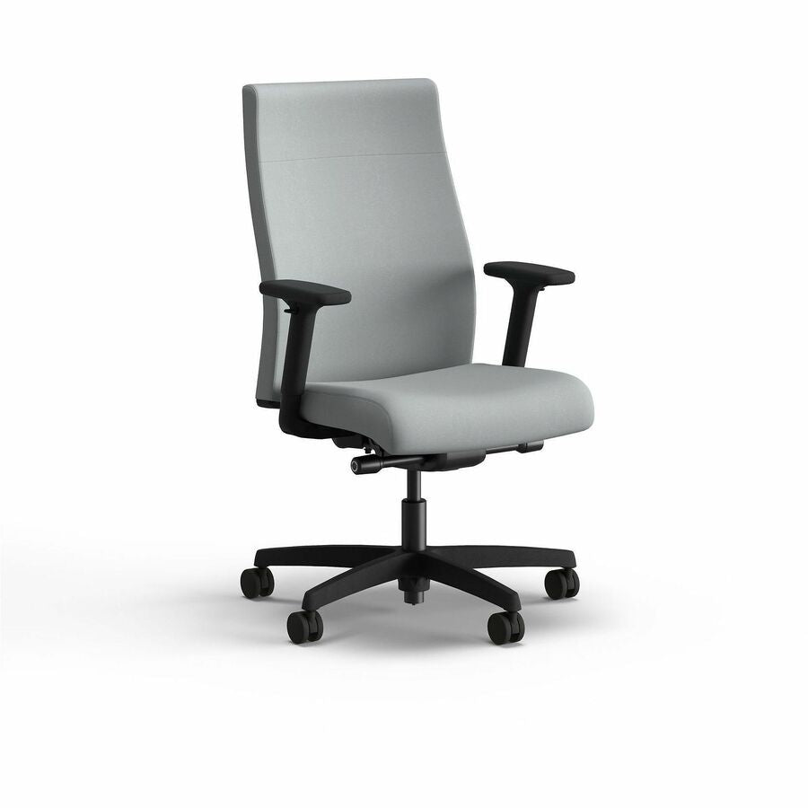 HON Ignition 2.0 Upholstered Back Task Chairs - Gray Seat Color - Vinyl Seat Material - Black Back Color - Vinyl Back Material - Black Frame Color - Plastic Frame Material - High Back - 5-star Base - Gray - Vinyl - Armrest - 1 Each