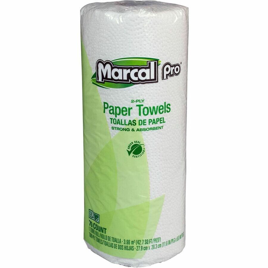 Marcal Pro 2-ply Paper Towels - 2 Ply - 11" Width x 8" Length - 70 Sheets/Roll - White - Paper - 30 / Carton