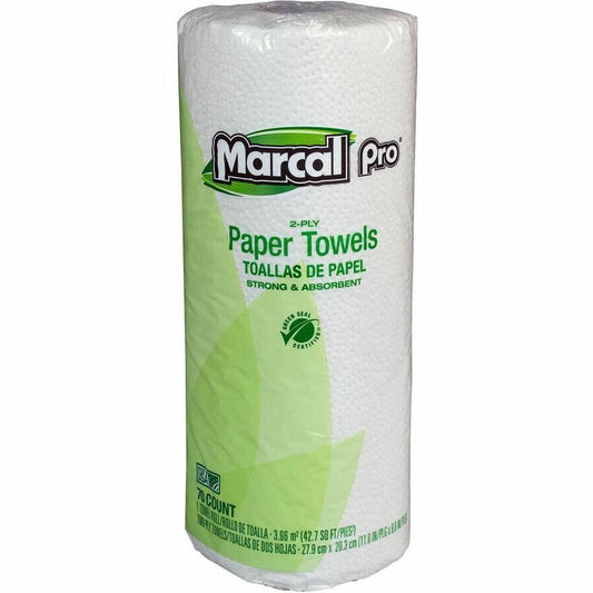 Marcal Pro 2-ply Paper Towels - 2 Ply - 11" Width x 8" Length - 70 Sheets/Roll - White - Paper - 30 / Carton