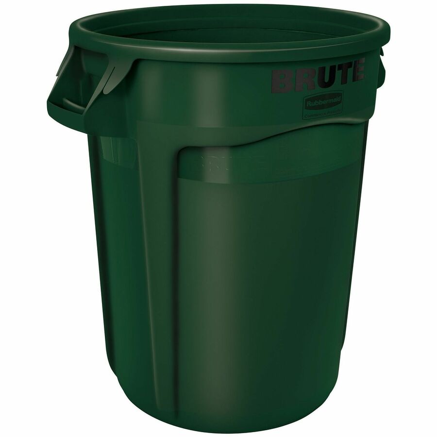 Rubbermaid Commercial Brute Vented Container - 32 gal Capacity - Round - For Commercial - Vented, UV Resistant, Heavy Duty, Handle, Reinforced, Tear Resistant, Damage Resistant, Contoured Base Handle, Durable, Fade Resistant, Warp Resistant, ... - Gree...