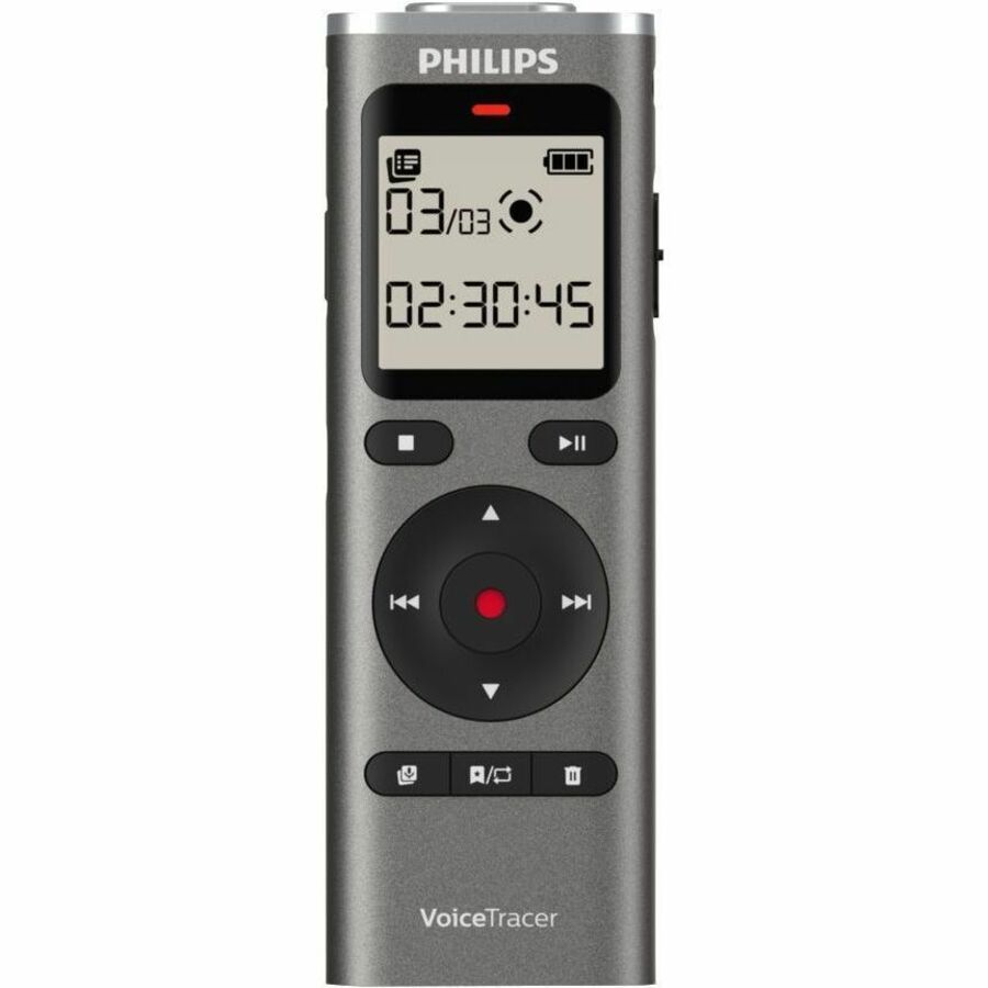 Philips VoiceTracer DVT1170 Digital Voice Recorder - [Built-in] Microphone, Speaker - 128 GB Flash Memory - microSD Supported - WAV, PCM - High Quality - 11 Hour Recording - USB - Headphone - Microphone