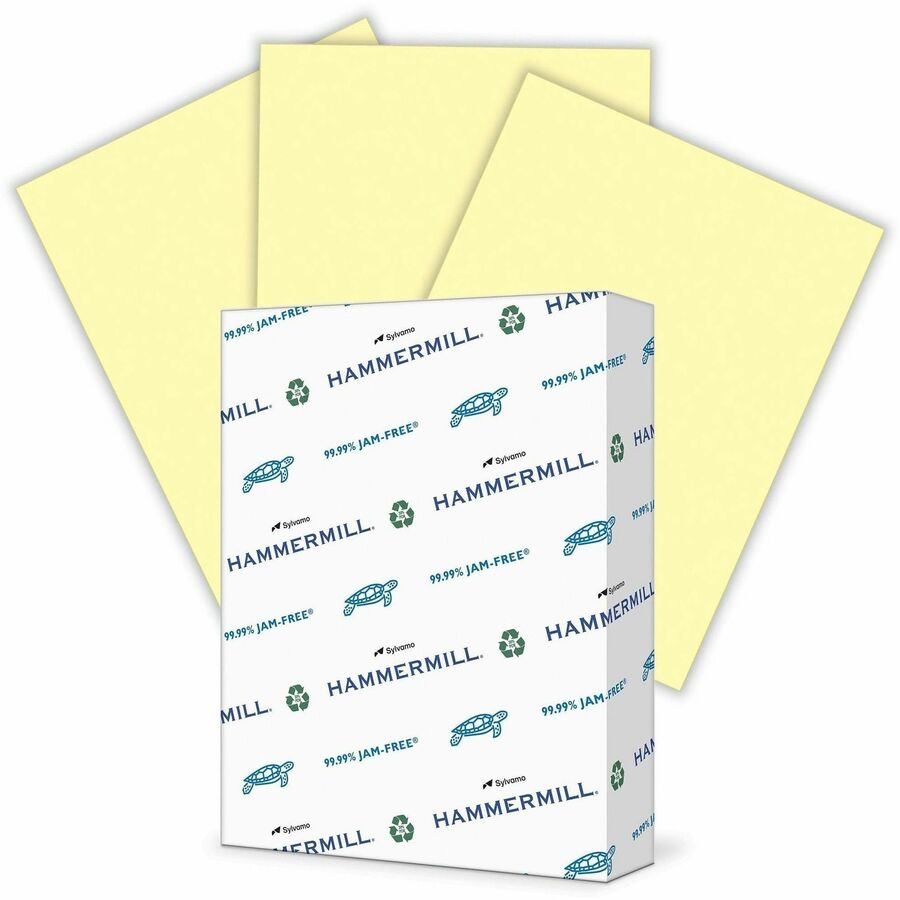 Hammermill 24lb Color Paper - Letter - 8 1/2" x 11" - 24 lb Basis Weight - Jam-free, Eco-friendly - Canary - 500 Sheets per Ream - 10 / Carton