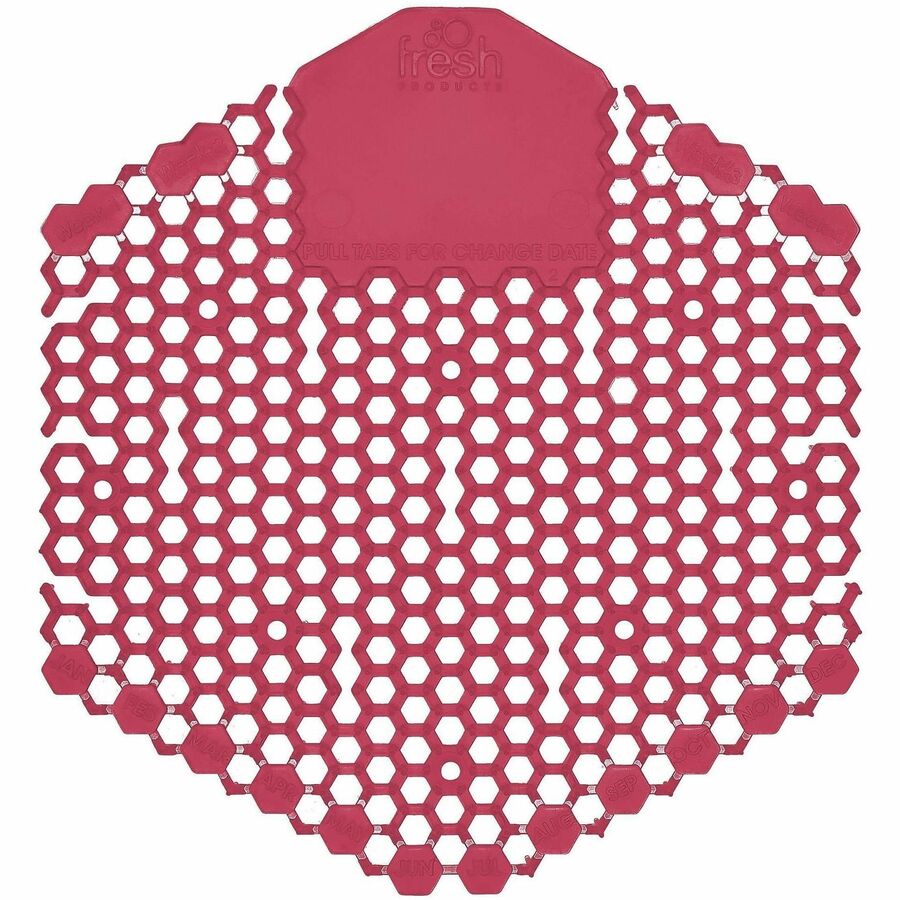 Fresh Products Wave 3D Urinal Screen - Lasts upto 30 Days - Odor Neutralizer, Dual Sided Design, Anti-splash - 6 / Carton - Dark Red