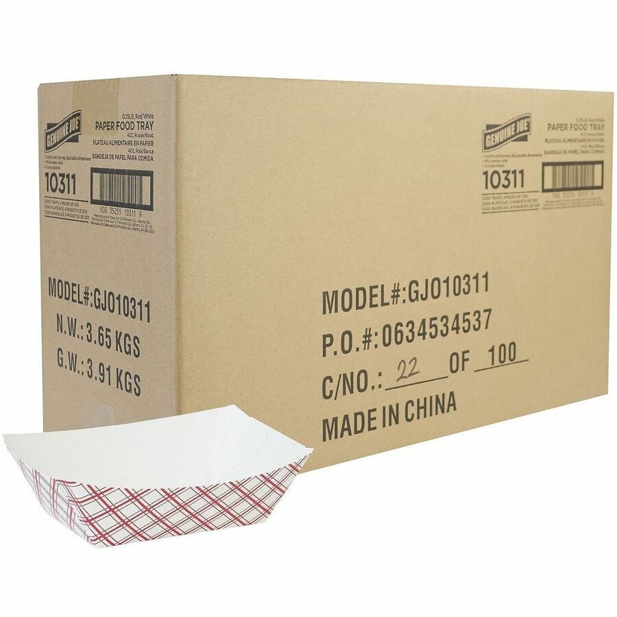 Genuine Joe Paper Food Tray - Food - Disposable - Multi - Paper Body - 1 Carton