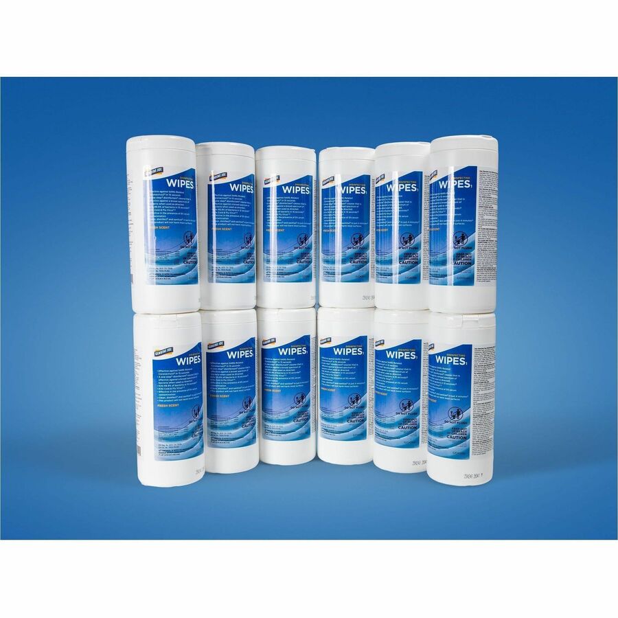 Genuine Joe Broad-Spectrum Disinfectant Wipes - For Multi Surface - Wipe - Recommended For: Bacteria Remover - Blue - 35 Wipes/Tub - 12 / Carton