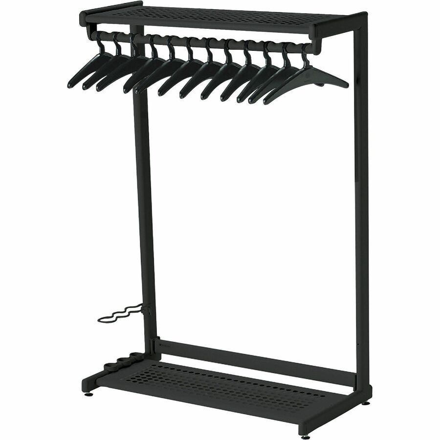 Quartet Two-Shelf Garment Rack - Freestanding - 12 Hangers Included - Contemporary/Modern - 48" Width x 61.50" Height - Freestanding, Leveler - Black - 1 Each