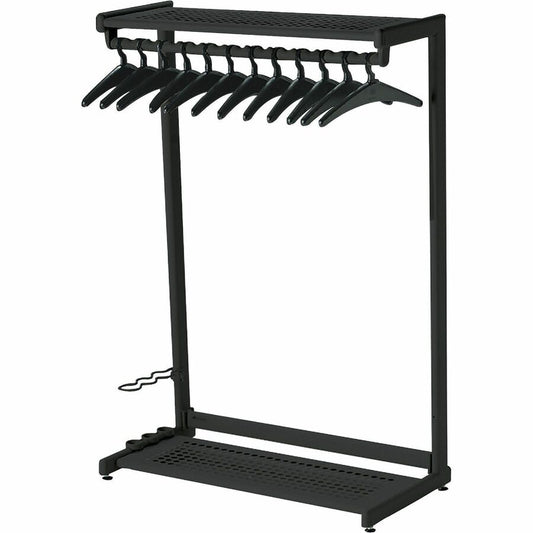 Quartet Two-Shelf Garment Rack - Freestanding - 12 Hangers Included - Contemporary/Modern - 48" Width x 61.50" Height - Freestanding, Leveler - Black - 1 Each