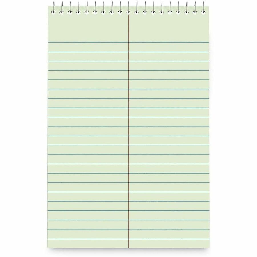 Business Source Green Tint Steno Notebook - Gregg Ruled Margin - 6" x 9" Sheet Size - Green Cover - Note Section, Portable, Top Side Opening - 6 / Pack