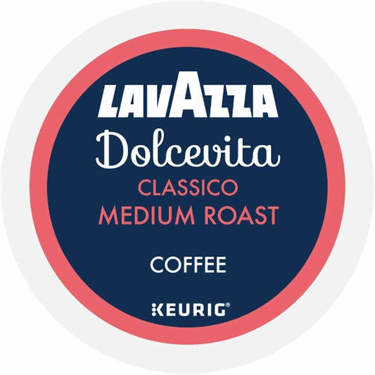 Lavazza K-Cup, Pod, Ground Dolcevita Classico K-Cup Coffee Pods - Compatible with Keurig Brewer - Medium - K-Cup, Pod, Ground - Dolce Vita, Classico, Robusta, Arabica, Dried Fruit - Kosher - 22 Boxes/Carton - 4 / Carton
