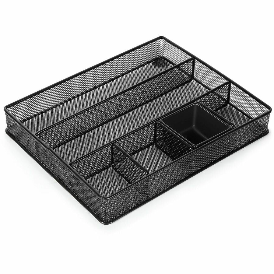 Lorell Multi-Compartment Mesh Drawer Organizer - 6 Compartment(s) - Durable - Black - Metal, Mesh - 1 Each