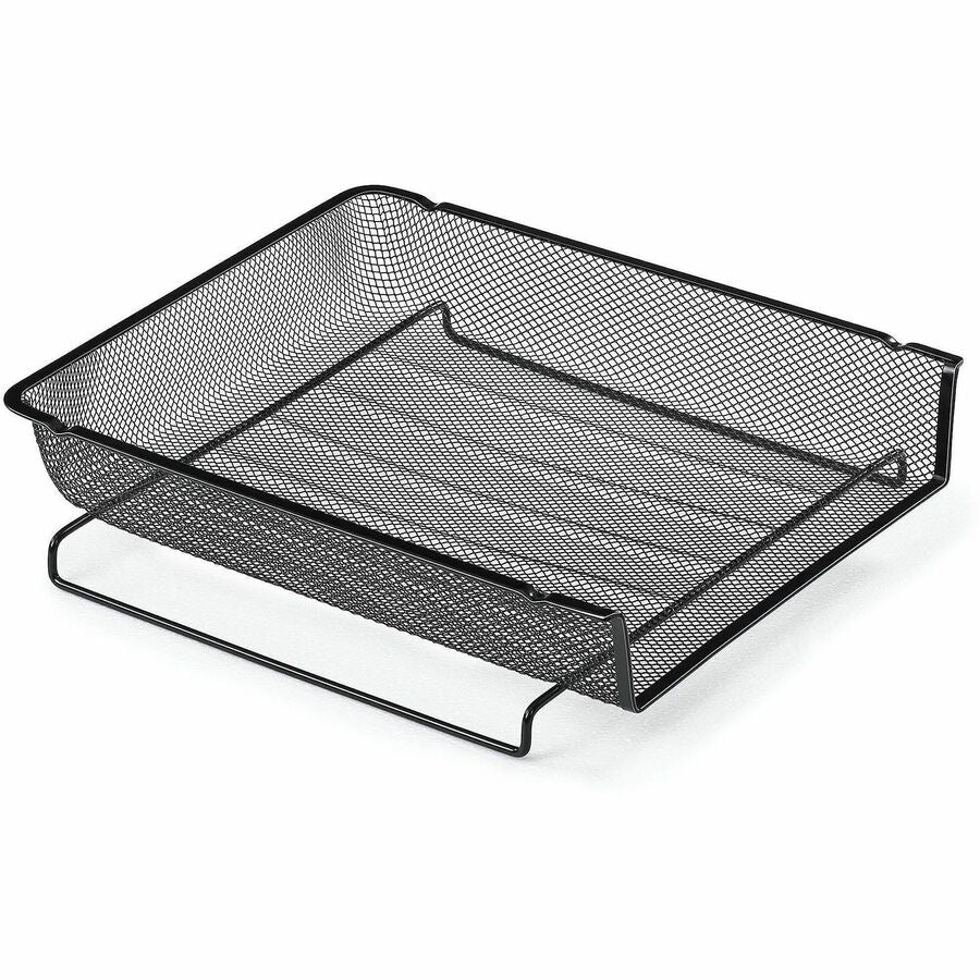 Lorell Mesh Desktop Organizer Tray - Stackable - Stackable, Durable - Black - Mesh, Metal - 1 Each