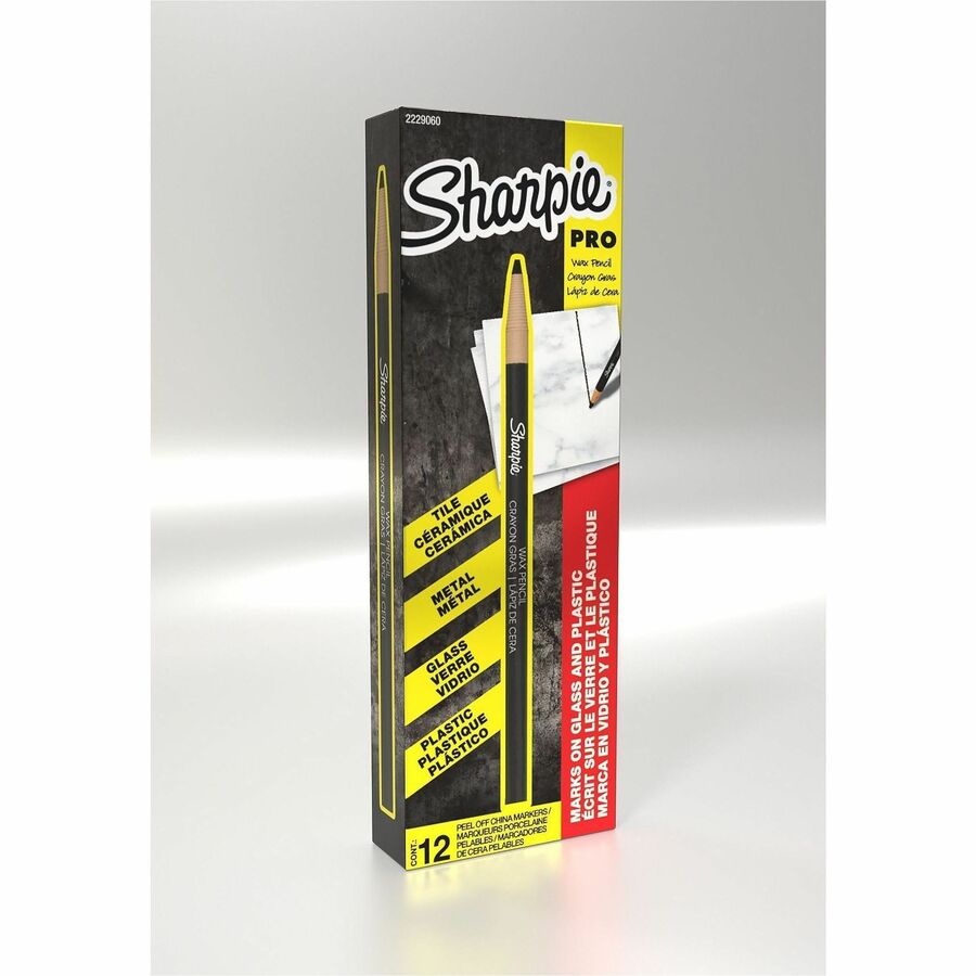 Sharpie Peel-Off Paper China Markers - Erasable - Black Ink - Pigment-based - Glass - 12 / Dozen