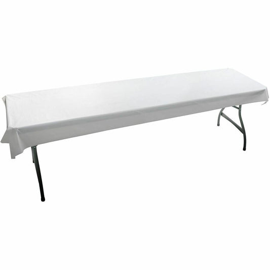 Tatco Banquet Table Cover - 100 ft Length x 40" Width - Plastic, Linen - White - 1 Roll