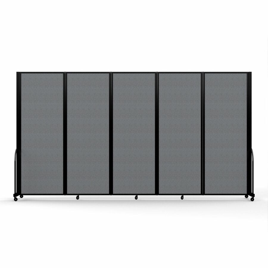 Screenflex Portable Partitions Full Motion Room Dividers - 5 Panels - 14.1 ft Width x 90" Height - Steel Frame - Fabric, Polyester - Gray - 1 Each