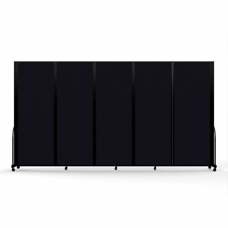 Screenflex Portable Partitions Full Motion Room Dividers - 5 Panels - 14.1 ft Width x 90" Height - Steel Frame - Fabric, Polyester - Black - 1 Each