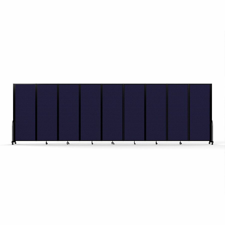 Screenflex Portable Partitions Full Motion Room Dividers - 9 Panels - 25.1 ft Width x 90" Height - Steel Frame - Fabric, Polyester - Navy - 1 Each
