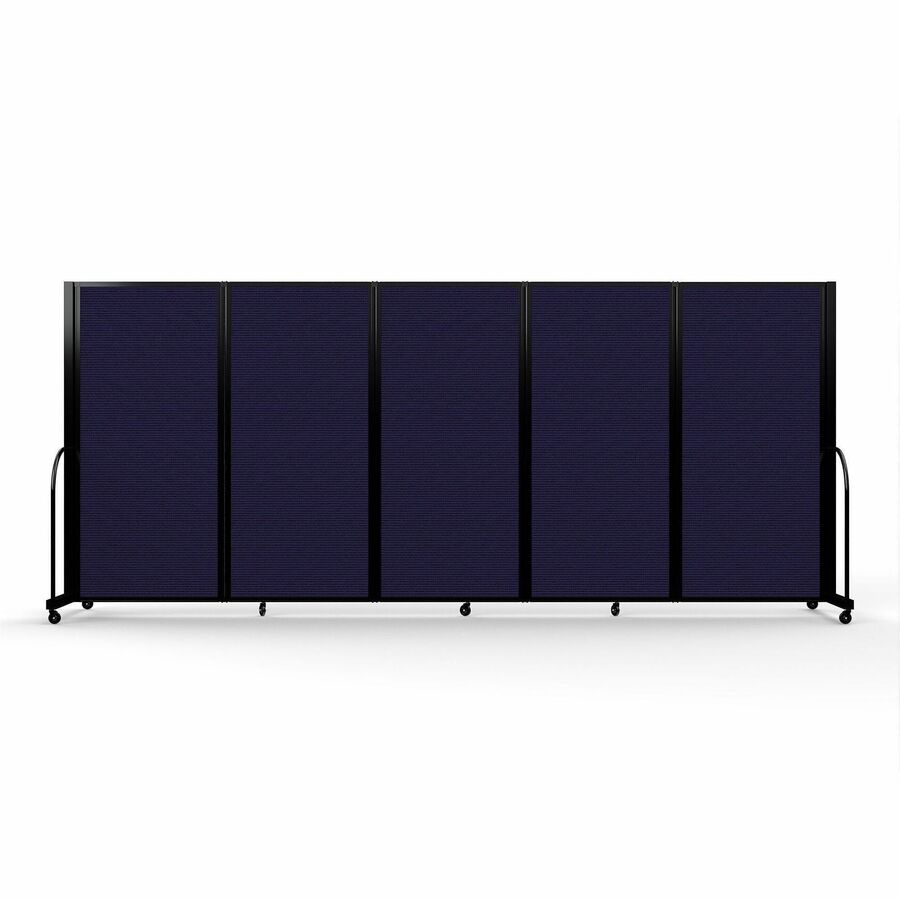 Screenflex Portable Partitions Full Motion Room Dividers - 5 Panels - 14.1 ft Width x 72" Height - Steel Frame - Fabric, Polyester - Navy - 1 Each