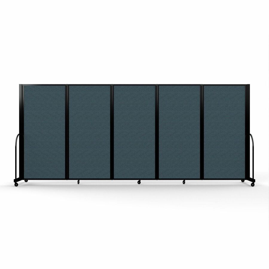 Screenflex Portable Partitions Full Motion Room Dividers - 5 Panels - 14.1 ft Width x 72" Height - Steel Frame - Fabric, Polyester - Blue - 1 Each