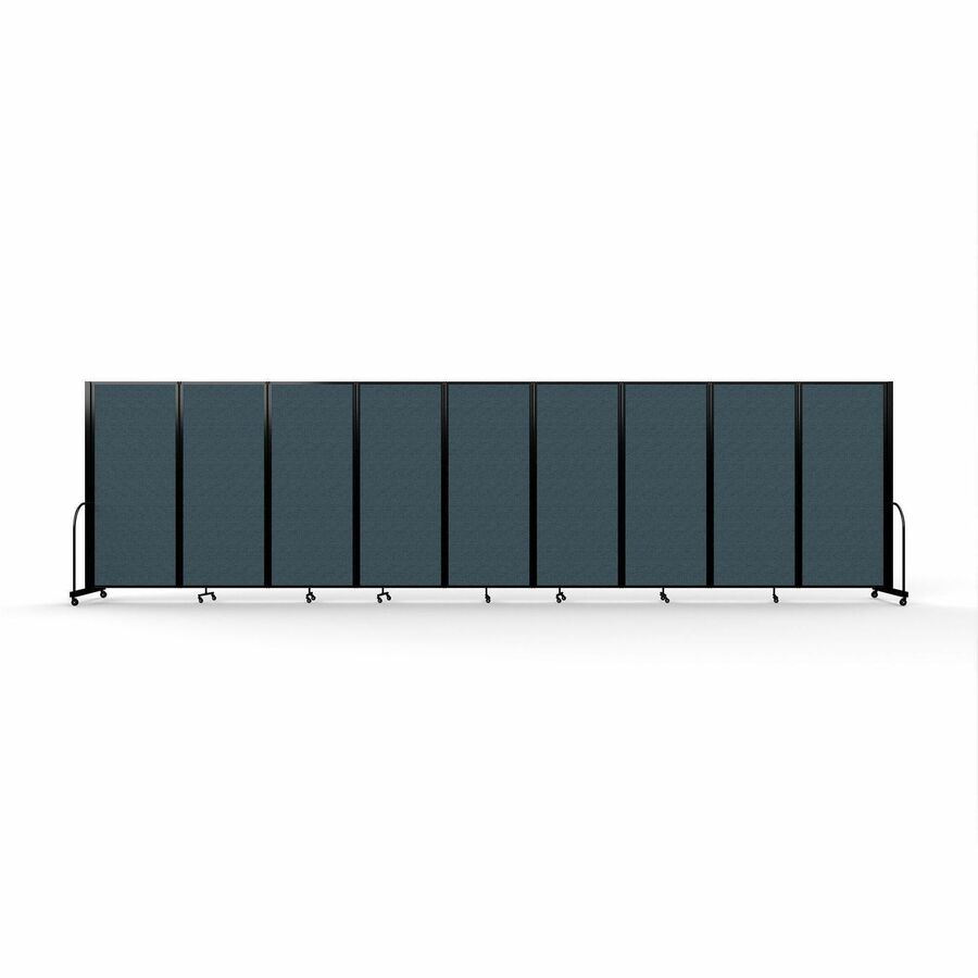 Screenflex Portable Partitions Full Motion Room Dividers - 9 Panels - 25.1 ft Width x 82" Height - Steel Frame - Fabric, Polyester - Blue - 1 Each