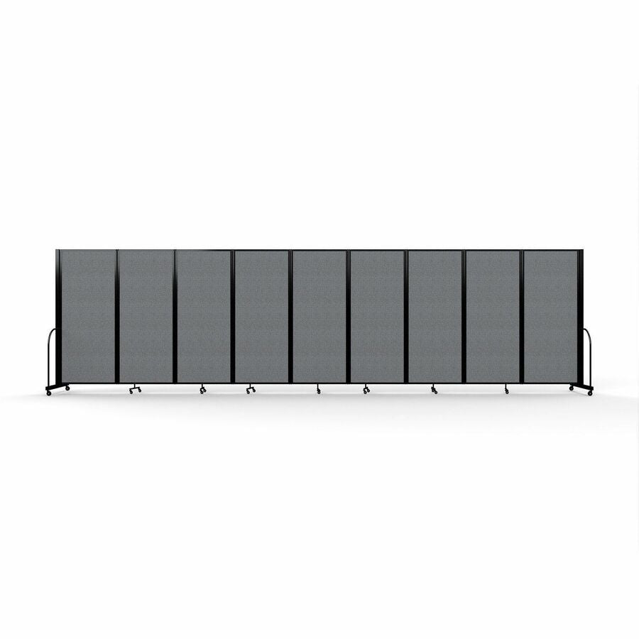 Screenflex Portable Partitions Full Motion Room Dividers - 9 Panels - 25.1 ft Width x 82" Height - Steel Frame - Fabric, Polyester - Gray - 1 Each