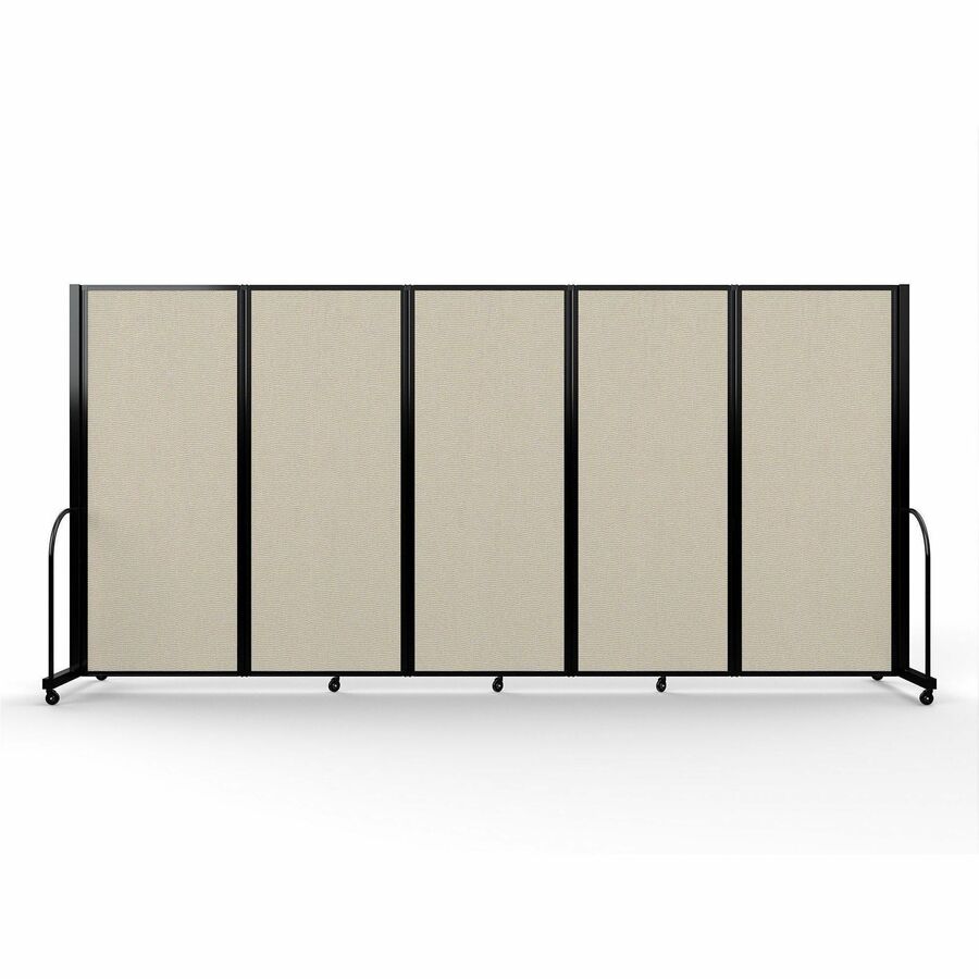 Screenflex Portable Partitions Full Motion Room Dividers - 5 Panels - 14.1 ft Width x 82" Height - Steel Frame - Fabric, Polyester - Sand - 1 Each