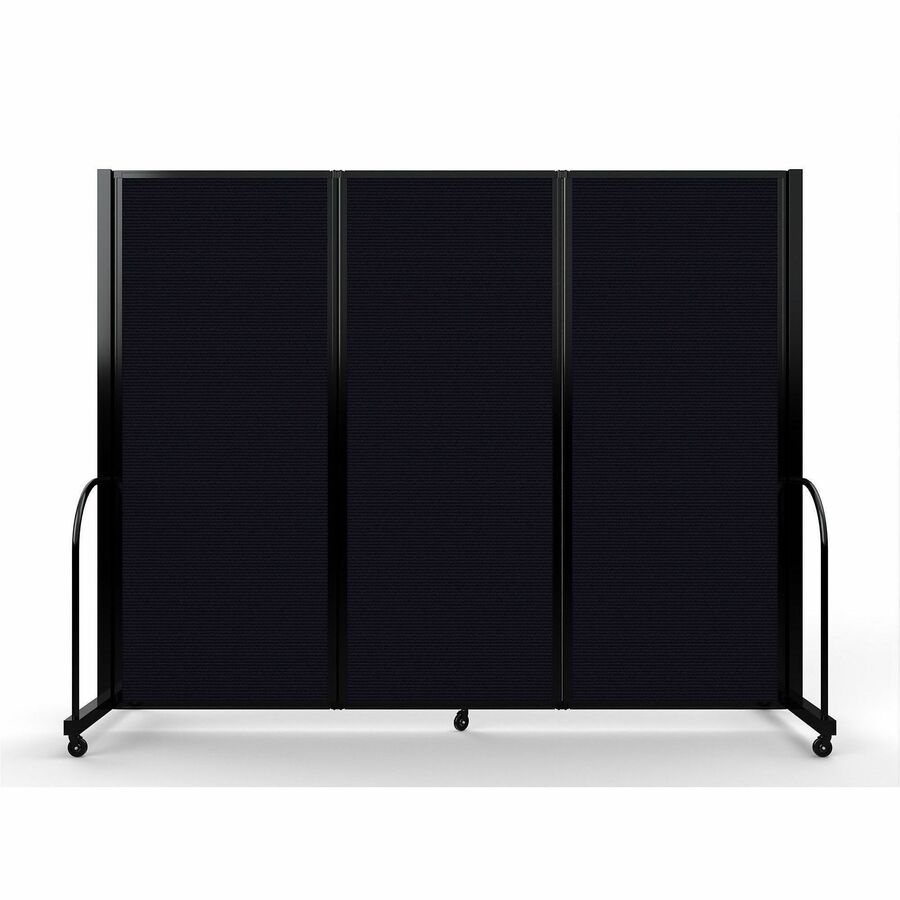 Screenflex Portable Partitions Full Motion Room Dividers - 3 Panels - 103" Width x 82" Height - Steel Frame - Fabric, Polyester - Black - 1 Each