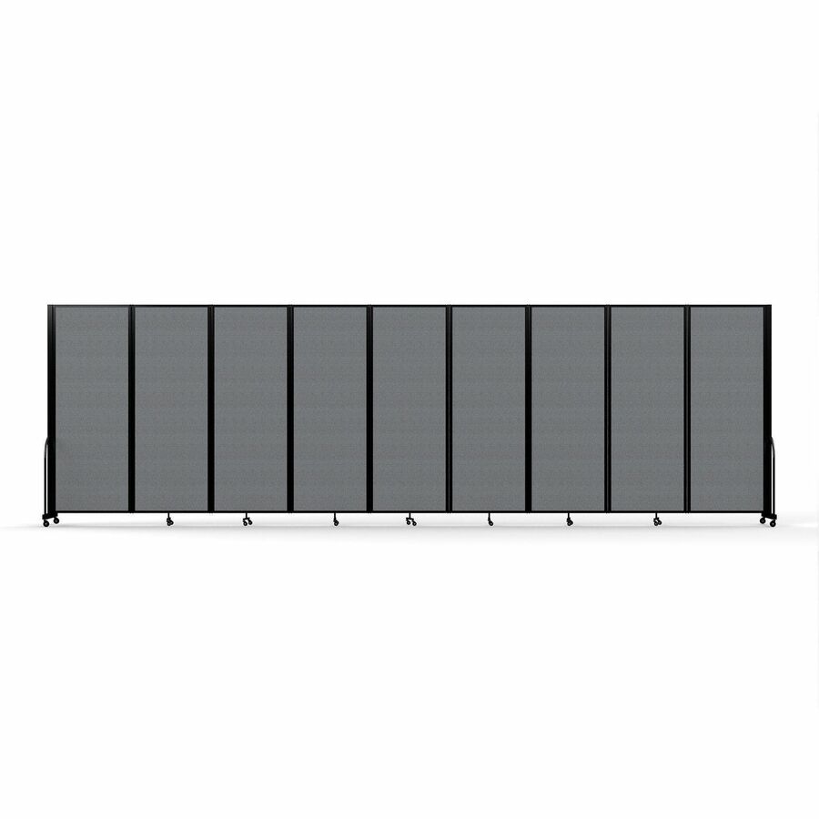Screenflex Portable Partitions Full Motion Room Dividers - 9 Panels - 25.1 ft Width x 90" Height - Steel Frame - Fabric, Polyester - Gray - 1 Each