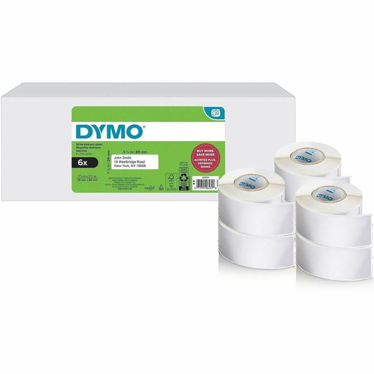 Dymo Multipurpose White Medium Labels - - DiameterRoll - Direct Thermal - White - 350 / Roll - 2100 Total Label(s) - For Label Printer - 6 / Pack