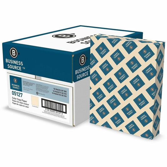 Business Source Multipurpose Color Paper - Letter - 8 1/2" x 11" - 20 lb Basis Weight - Sustainable Forestry Initiative (SFI) - Archival-safe, Acid-free, Lint-free, Precision-cut - Ivory - 5000 Sheets - 500 Sheets per Ream - 10 / Carton