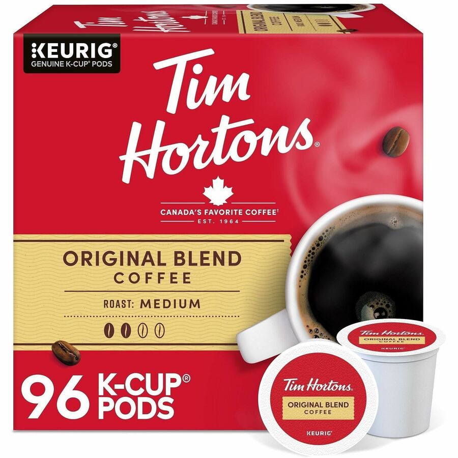 Tim Hortons K-Cup, Pod Original Blend K-Cups - Medium - K-Cup, Pod - Original Blend - Kosher - 24 Coffee/Box - 4 / Carton