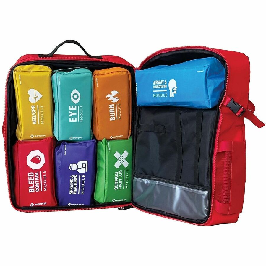 Modulator Carrying Case Rugged (Backpack) First Aid - Red - Weather Resistant - Shoulder Strap, Waist Strap - 18" Height x 11" Width x 13" Depth - 1 Each