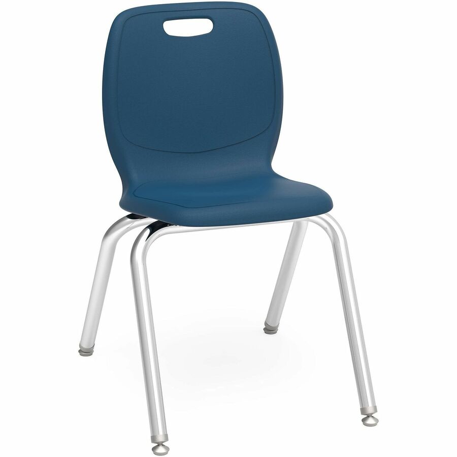 Lorell League 16" Seat Student Stacking Chairs - 27" Height x 15.9" Width x 20.5" Depth - Material: Polypropylene - Finish: Navy - Stackable, Comfortable, Contoured Seat, Easy to Clean - For Student, Classroom - 4 / Carton