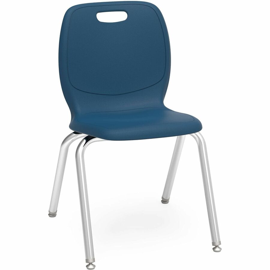 Lorell League 18" Seat Student Stacking Chairs - 30" Height x 18.8" Width x 20.5" Depth - Material: Polypropylene - Finish: Navy - Stackable, Comfortable, Contoured Seat, Easy to Clean - For Student, Classroom - 4 / Carton