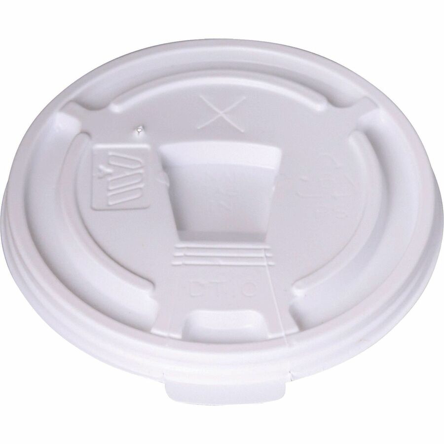Genuine Joe Plastic Lids with Reclosable Slot - Plastic - White - 100 Lids/Pack - 10 / Carton