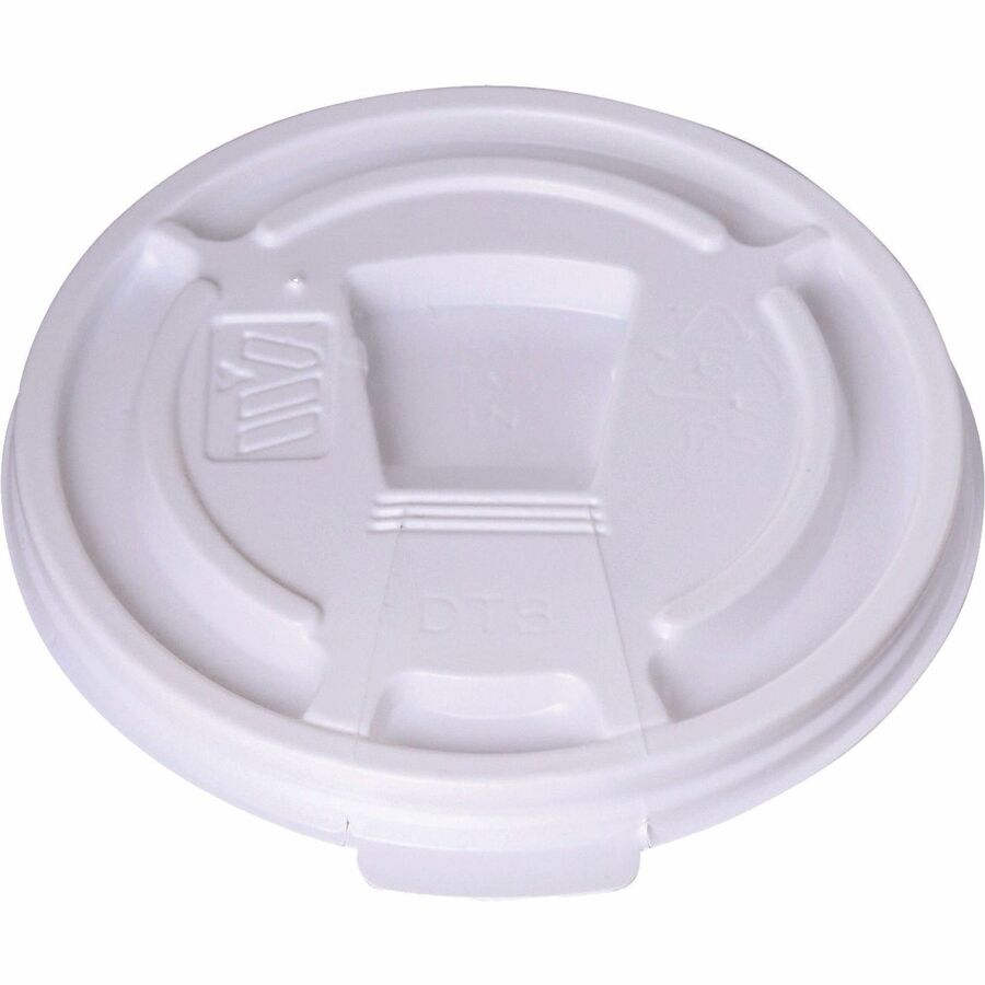 Genuine Joe Plastic Lids with Reclosable Slot - Plastic - White - 100 Lids/Pack - 10 / Carton