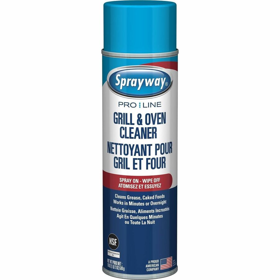 Sprayway Oven & Grill Cleaner - For Multipurpose - Foam - 18 fl oz (0.6 quart) - Recommended For: Grease Remover, Food Remover, Soil Remover - Heavy Duty - Blue - 12 / Carton