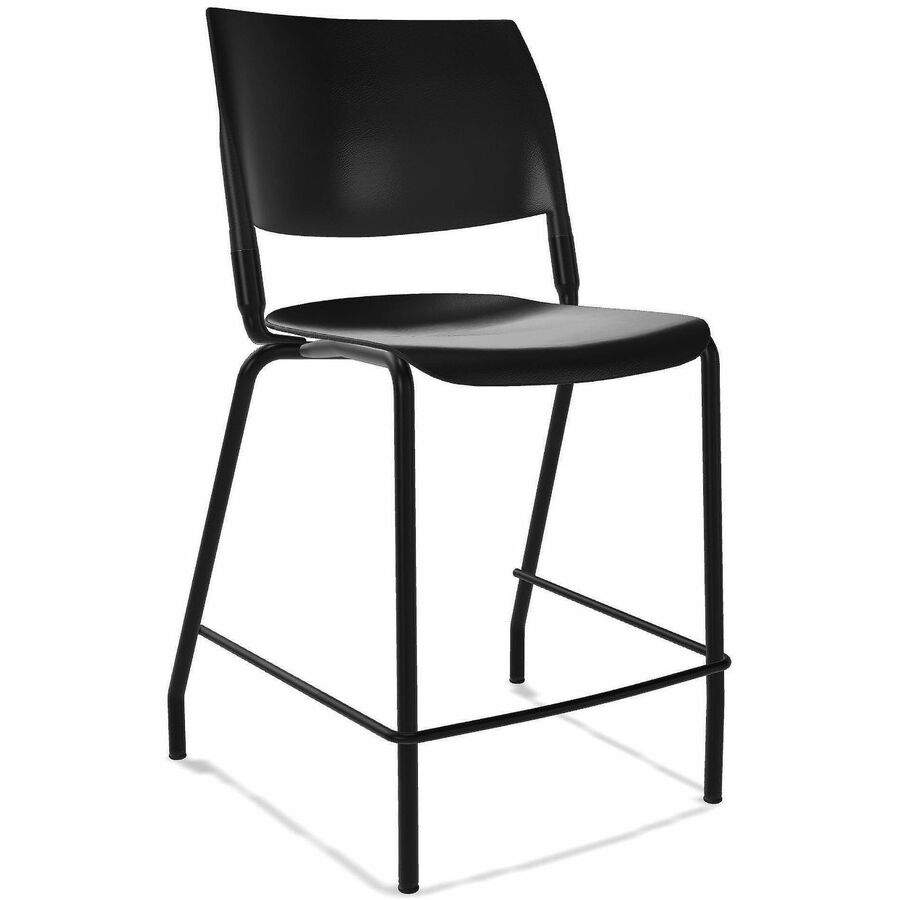NIMA Four-Leg Counter-Height Chairs - Black Frame Color - Steel Frame Material - Four-legged Base - Black - Plastic - 6 / Carton