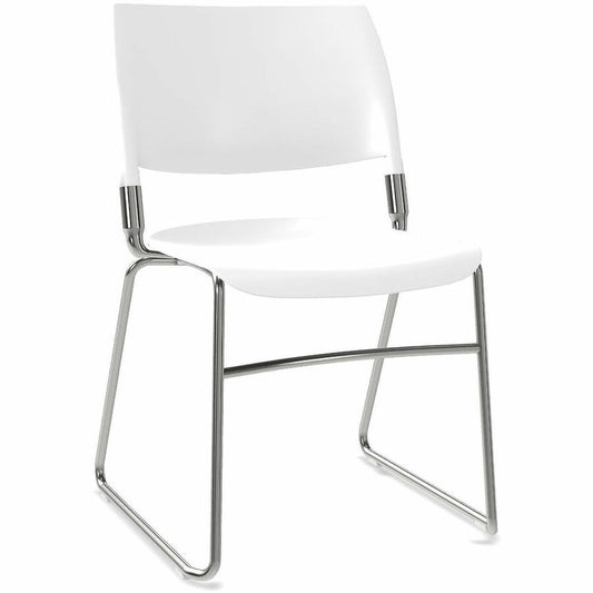 NIMA Sled-Base Desk-Height Chairs - Chrome Frame Color - Steel Frame Material - Sled Base - Bianco - Plastic - 2 / Carton